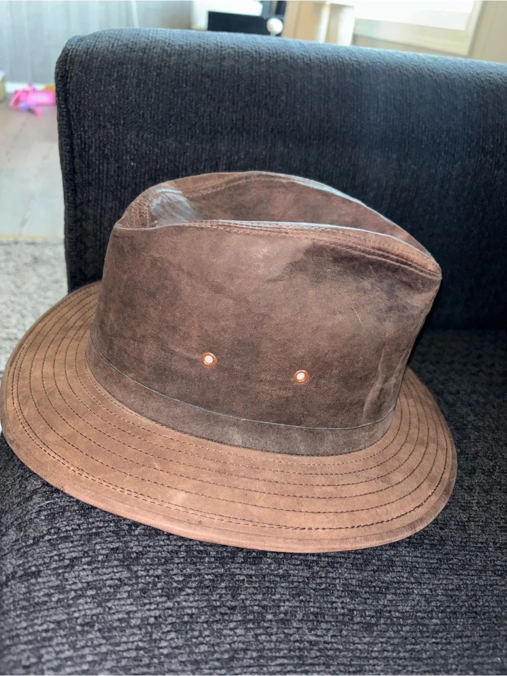 Henschels Hat Quarters Brown Canvas Safari Aussie Hat Size L made in USA